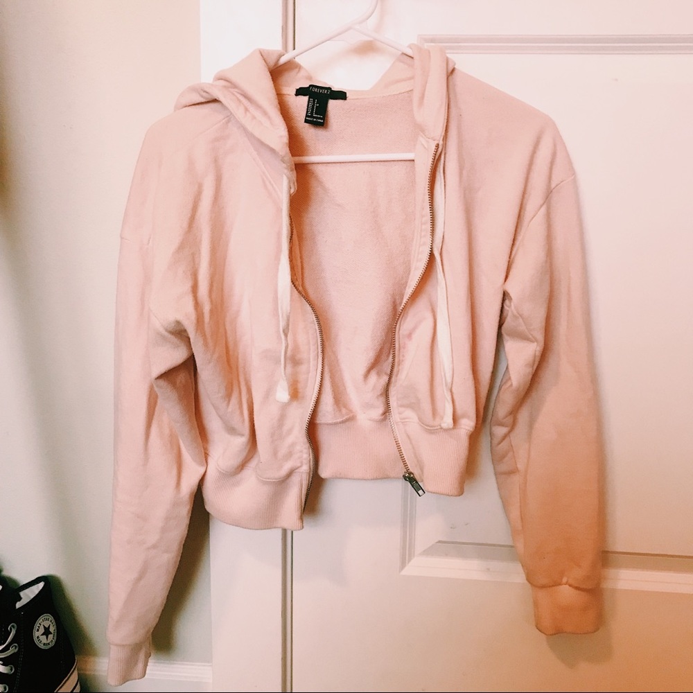 Pink Cropped Forever 21 Hoodie